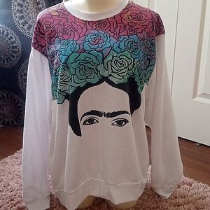 Frida Kahlo Large Rose/ Floral Sweatshirt!